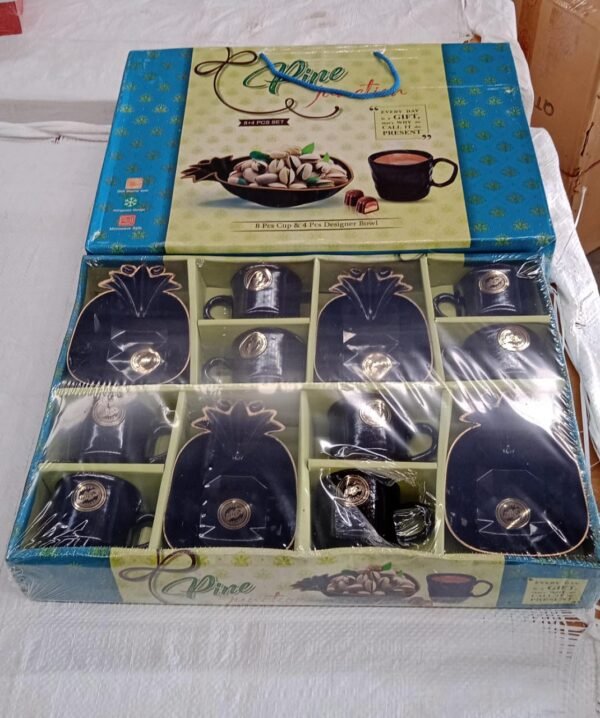 Pine Junction Ceramic Tea / cups / Mug Set Pineapple Shape Serving Bowl (12 Pcs set)