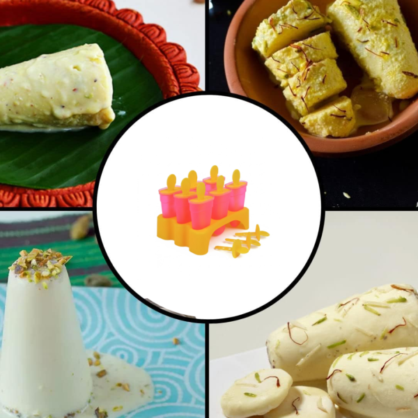 Kulfi Maker Moulds Set Plastic Homemade Kulfi Mould 6pcs Set For Freezer Use