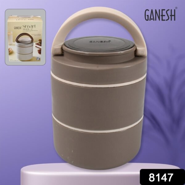 Ganesh Stack 2-Layer Stainless Steel Leak-Proof Lunch Box for Office, School, Picnic