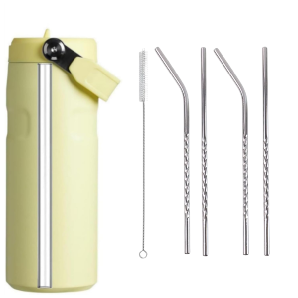 19993.png Set of 4 Stainless Steel Straws & Brush (2 Straight straws, 2 Bent straws, 1 Brush)