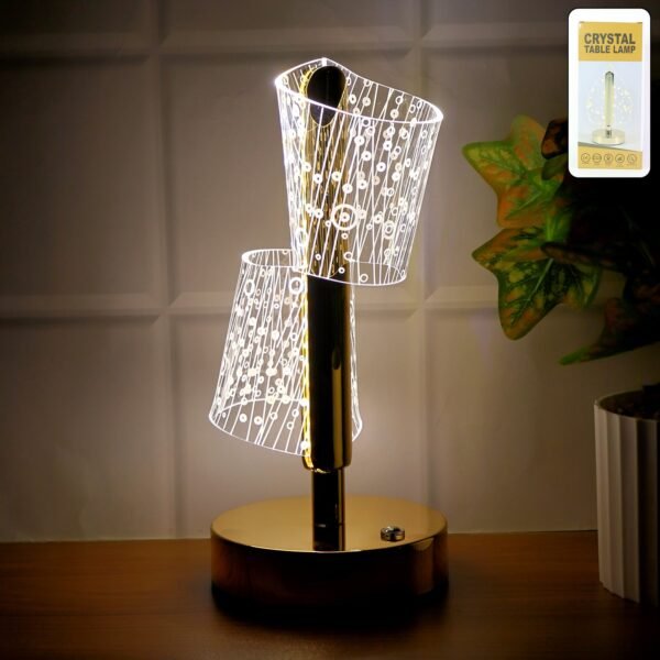 19_llight.jpg Luxury Crystal LED Double Shade Table Lamp (1 Pc)