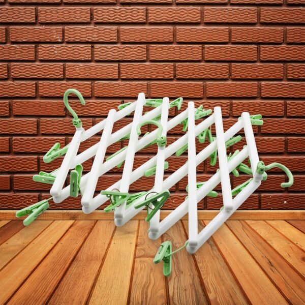 Adjustable Clothes Hanger with 29 Clips – Windproof Dryer Rack