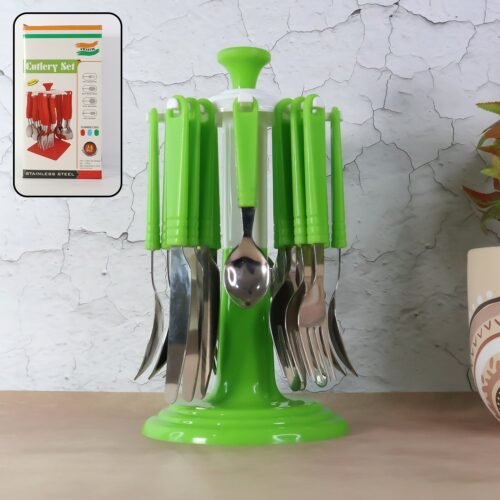 1_19f87af2-16c5-4527-a711-5c6cb032cc1a.jpg Stainless Steel Cutlery Set with Stand - (24 Pc)