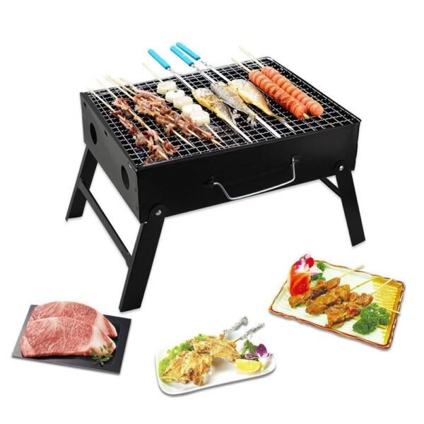 1_2cedbcbd-e049-4bd7-8f34-a4abfaf4b55c.jpg Folding Barbeque Charcoal Grill Oven (Black, Carbon Steel)