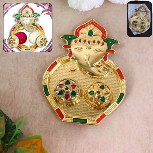 Ganesh Design Decorative Kumkum Box - (1 Pc)