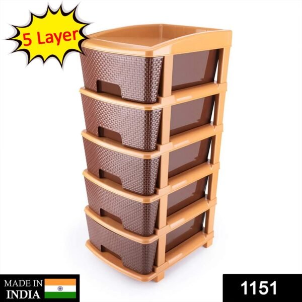 1_42c3cea2-e458-44a4-ae66-6192711cf198.jpg 5tier Plastic Modular Drawer System For Multiple Use (Brown colour)