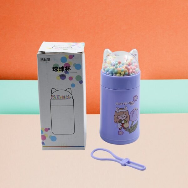 Girl Glass Water Bottle for School with Kid Sparkle Strap Cat 350ml (MOQ :- 75 pc)