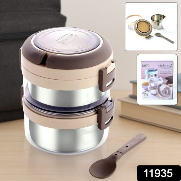 Ganesh Steko-2 Double Layer Stainless Steel Insulated Lunch Box Set