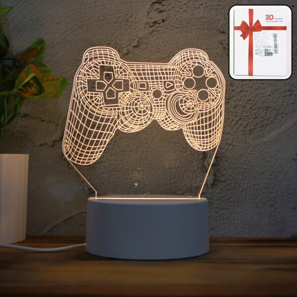 1_77776633-c8fc-4778-8cde-1c8945e22c5f.jpg 3D Acrylic LED Night Lamp – Game Controller Shape Decorative Light for Gamers (1 Pc)