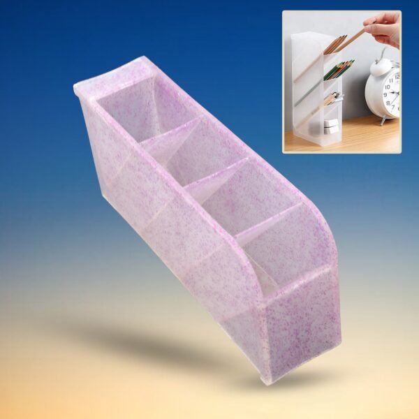 Plastic 4 Compartment Office Desktop Storage Box, Stationary Organizer For School