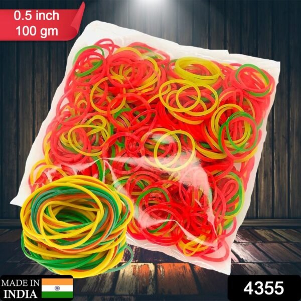 Multicolor Rubber Bands – Elastic & Reusable for Office & Home (0.5 Inch / 100GM)
