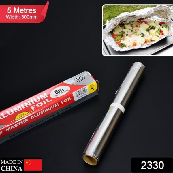 Heavy Duty Non-Stick Aluminum Foil Roll for Baking & Grilling (5m x 300mm)