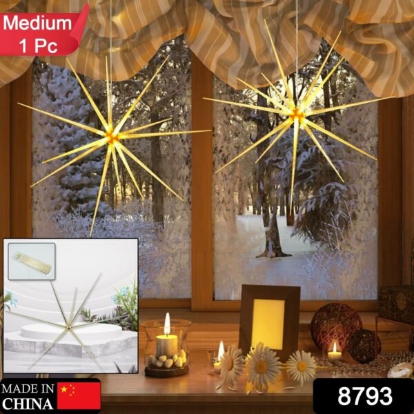 3D Gold Star Hanging Decoration Star, Acrylic Look Hanging Luminous Star