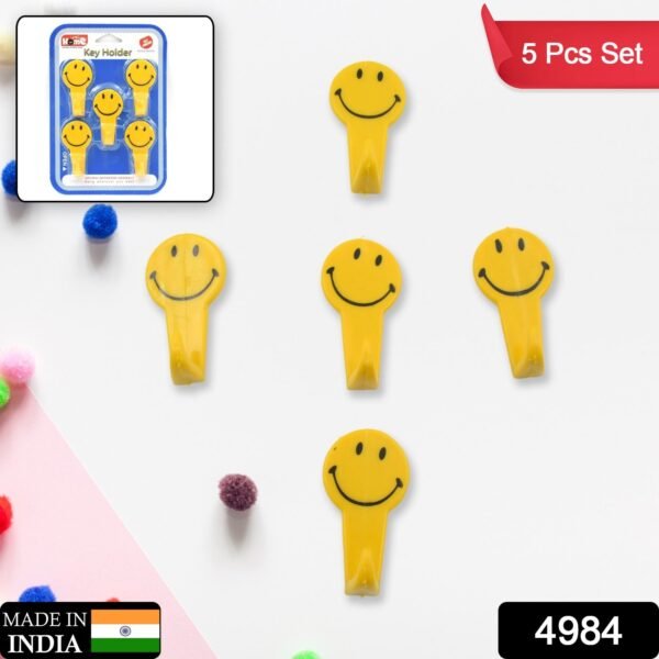 1_c8c6e7b0-ab66-467b-b4da-47587c5a47e7.jpg 5 PC ADHESIVE HOOK FOR HOLDING STUFFS,KEY AND OTHER ITEMS