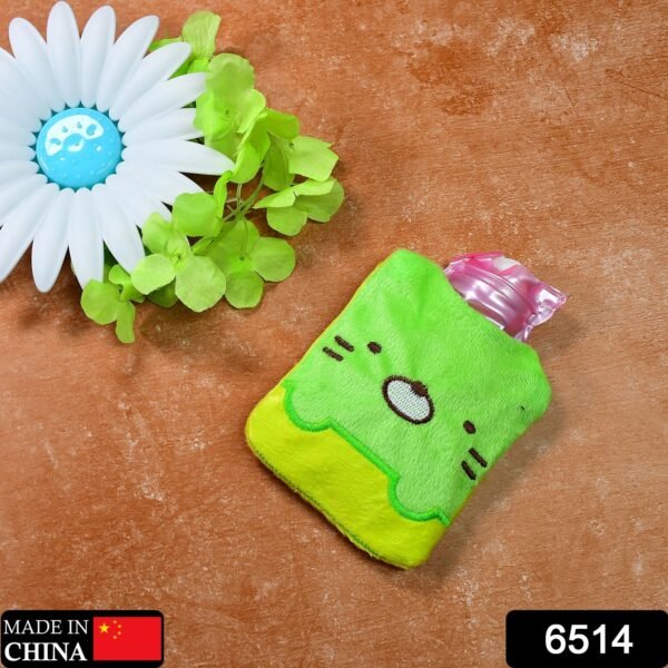 Green Kitty Hot Water Bag with Cover for Pain Relief & Warmth