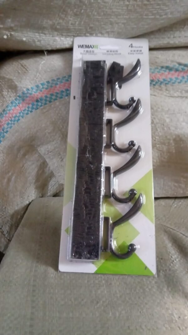 Extra Long 4-Hook Wall Coat Hanger with Eco Adhesive