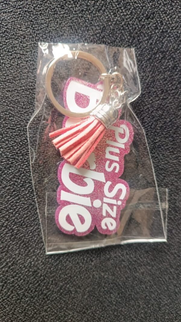 Text Keychain with Glitter Finish and Tassel Charm (1 Pc)