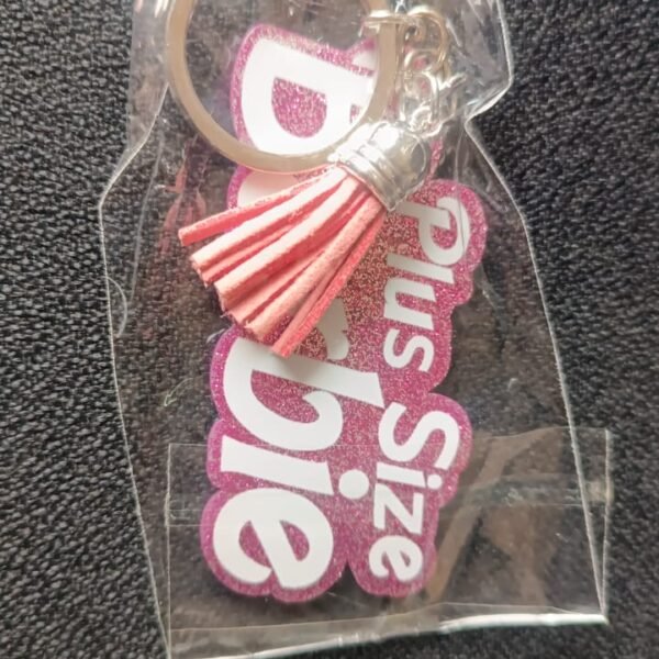 Text Keychain with Glitter Finish and Tassel Charm (1 Pc)