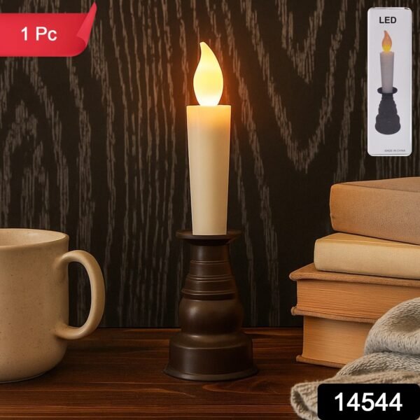 Premium LED Flameless Candle with Holder (1 Pc)