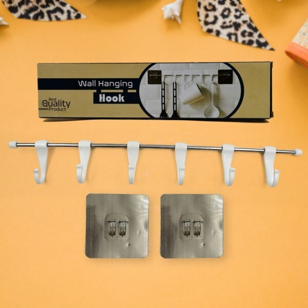 Stainless Steel Utensil Hanger Rail Nail Free Wall Mount