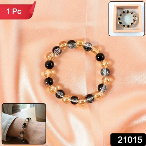 Elegant Dual-Tone Crystal Beaded Stretch Bracelet (1 Pc)
