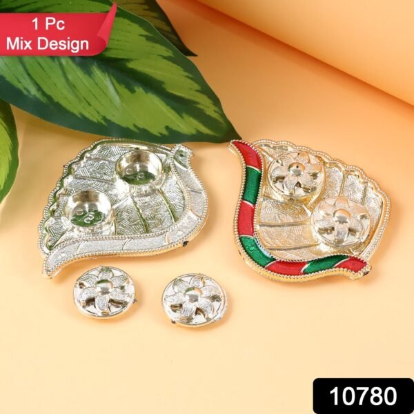 Leaf-Shaped Decorative Pooja Thali - (1 Pc)