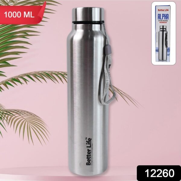 Stainless Steel Single Wall Drink Water Bottle (1000 ML)