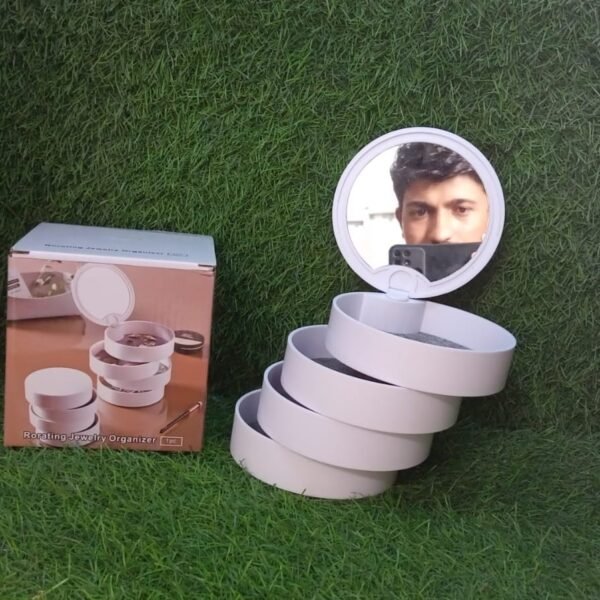 4 Layers Jewellery Box 360 Degree Rotating Jewelry  Organizer with Mirror Storage