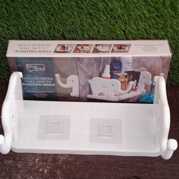 Elephant-Shaped Wall Shelf – No-Punch Mini Organizer for Kitchen & Bathroom