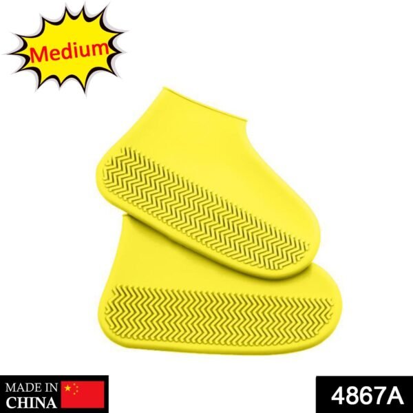 Non-Slip Silicone Reusable Waterproof Boot Shoe Cover (Medium, Mix Color)