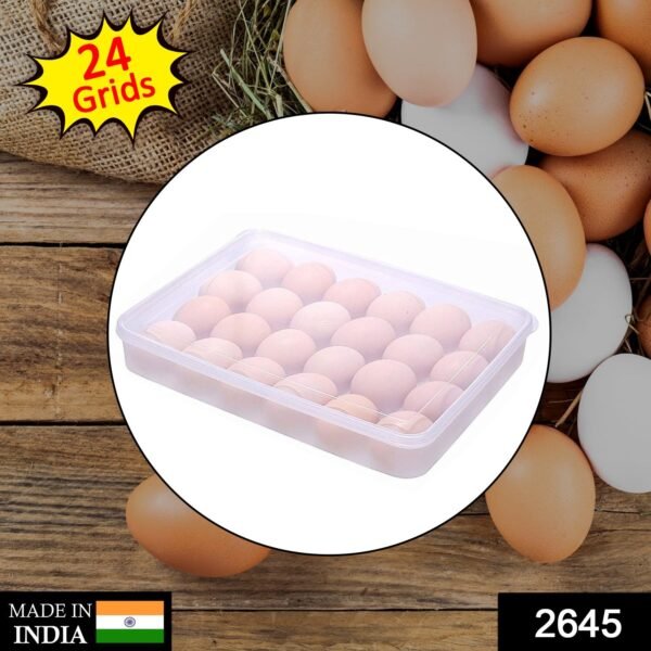 24 Grids Plastic Egg Box Container Holder Tray Fridge with Lid for 2 Dozen Egg Tray