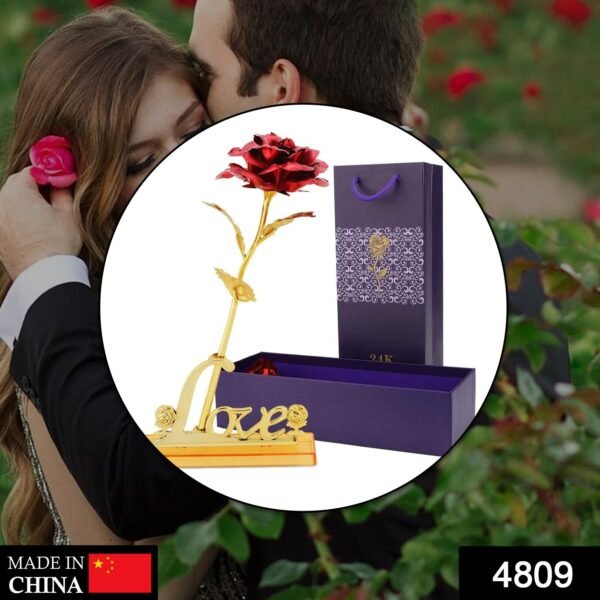 24k Gold Rose,hicoosee Gold Foil Plated Rose with LOVE Stand and Gift Box