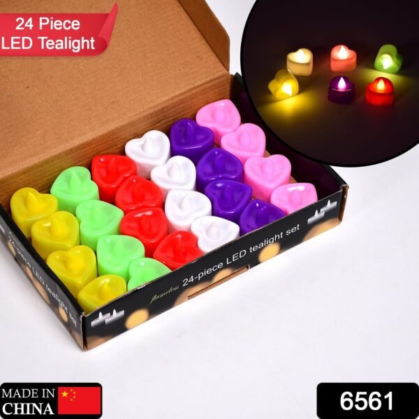 HEART LED FESTIVAL TEALIGHT WITH BATTERY OPERATE, Diwali ( 24PCS )