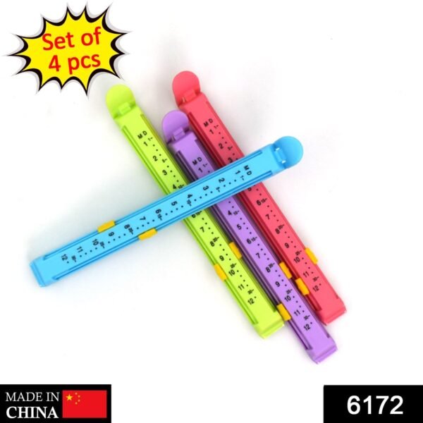 large Plastic Food Pouch Clip Sealer Set of 4 (Multicolor)