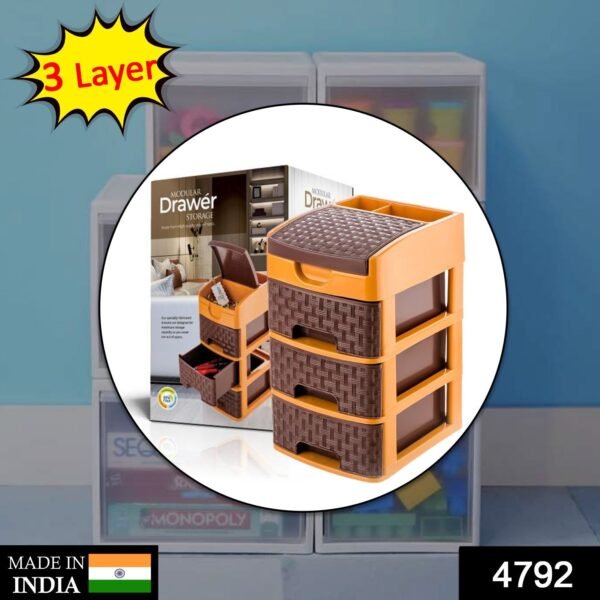 Mini 3 Layer D Storage for Household and Office Use for Storing Various Types of Items