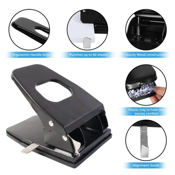 Heavy-Duty Metal 2-Hole Paper Punch Machine