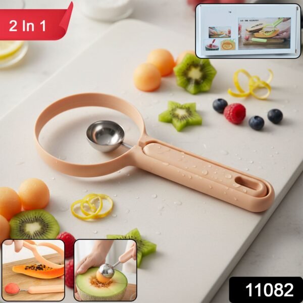 2 in 1 Fruit Scooper and Cutter Tool (1 Pc)