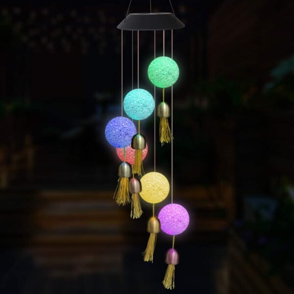Solar Crystal Ball Wind Chime, Color Changing Solar Powered LED Hanging Wind Chime