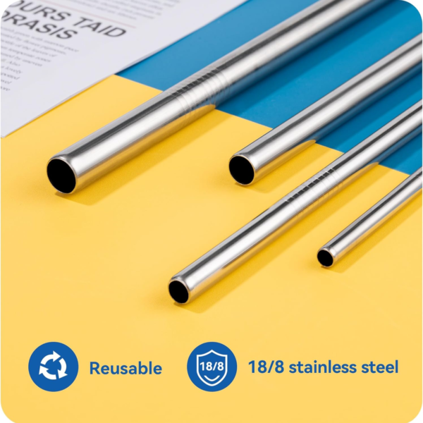 20007.png Set of 4 Stainless Steel Straws & Brush (2 Straight straws, 2 Bent straws, 1 Brush)