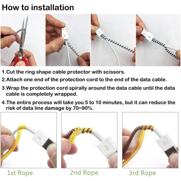 20013.png Metallic Cable Protector for Cords & Headphones (Spiral Wrap)