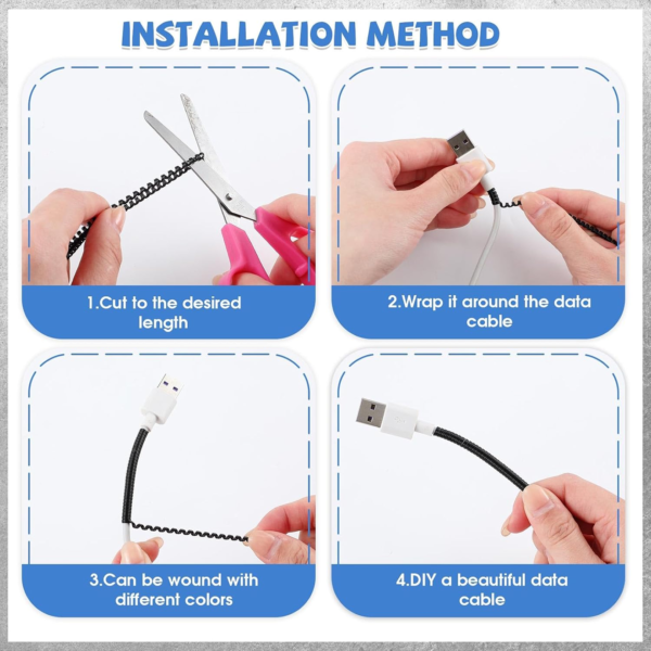 20014.png Metallic Cable Protector for Cords & Headphones (Spiral Wrap)