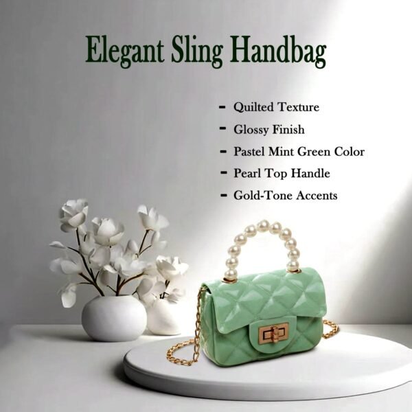 20040_stylish_mini_purse_with_pearl_handle.jpg Elegant Quilted Mini Handheld & Sling Fashion Handbag (1 PC)