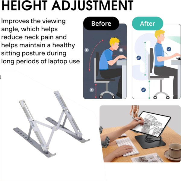 20102.png Metal Portable Laptop Stand, with 7 Adjustable Angles (1 Pc)