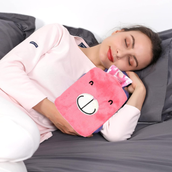 Pink Hot Water Bag with Cover Relief for Neck