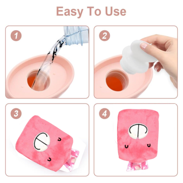 Pink Hot Water Bag with Cover Relief for Neck