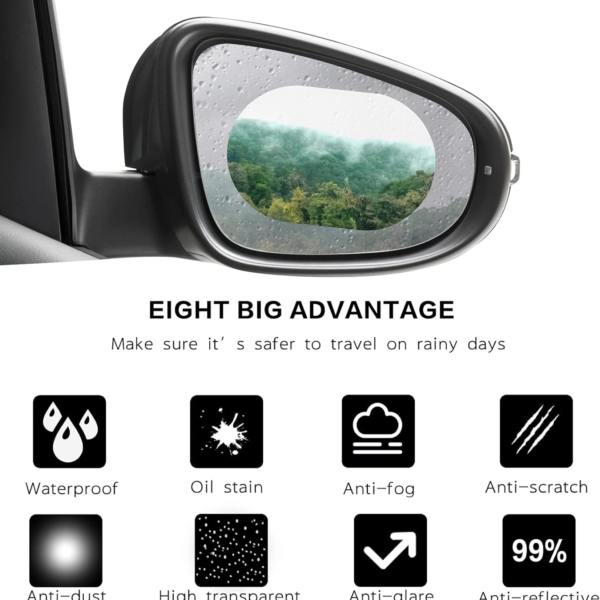 Anti-Fog & Anti-Scratch Rearview Mirror Film – HD Protective Sticker (1 Pc)