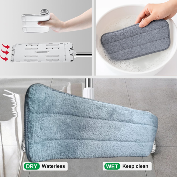 High-Quality 40x13 cm Reusable Flat Mop Microfiber Cleaning Pad Refill (1 Pc)