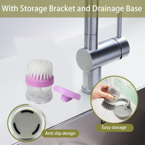 20248.png Plastic Wash Basin Brush Cleaner with Liquid Soap Dispenser (Multicolour)