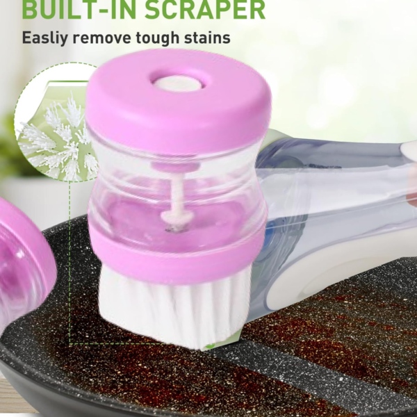 20249.png Plastic Wash Basin Brush Cleaner with Liquid Soap Dispenser (Multicolour)