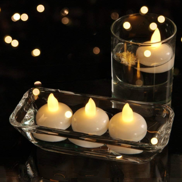 Set of 12 Flameless Floating Candles Battery Operated Tea Lights Tealight Candle
